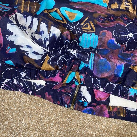 EVR Vintage 80's Jacket Womans Purple Floral Full Zip Windbreaker abstract SZ S - Picture 10 of 10